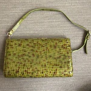 Green snake print Lodis clutch wallet